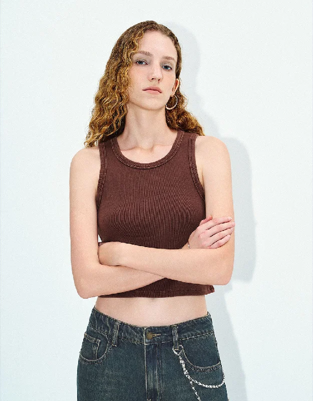 Crew Neck Knitted Tank Top ivory tank top