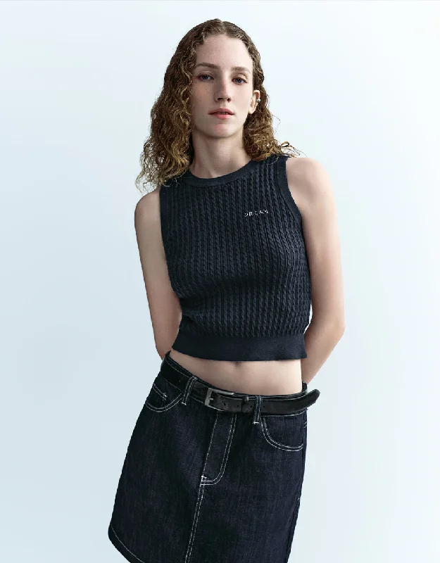 Crew Neck Skinny Knitted Tank Top sleep tank top