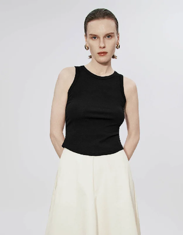 Crew Neck Skinny Tank Top sheer tank top