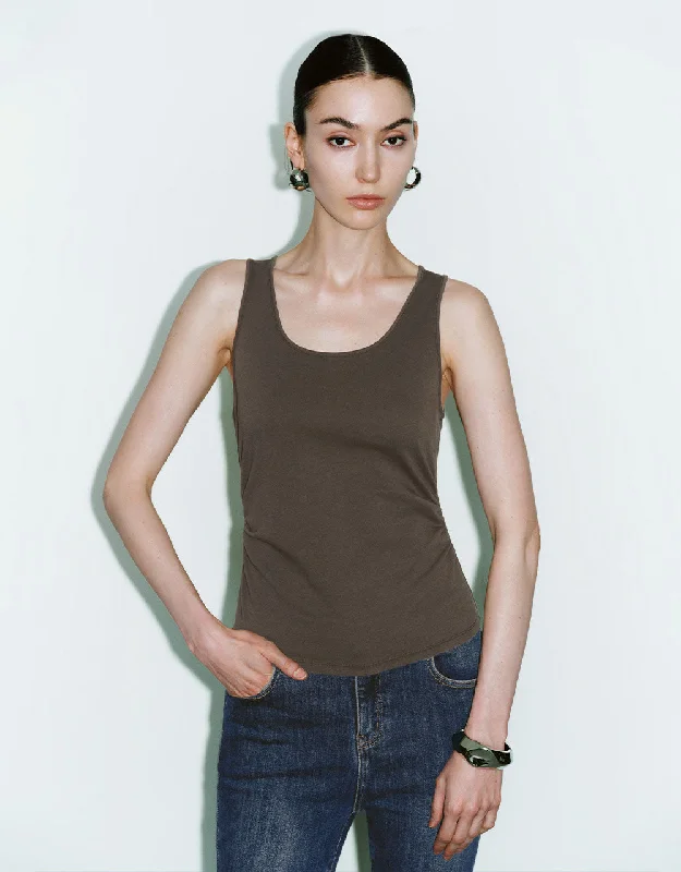 Crew Neck Straight Tank Top sequin tank top