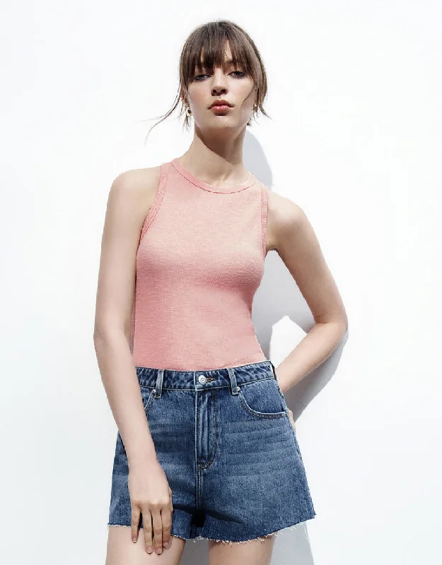 Crew Neck Tank Top baby blue tank
