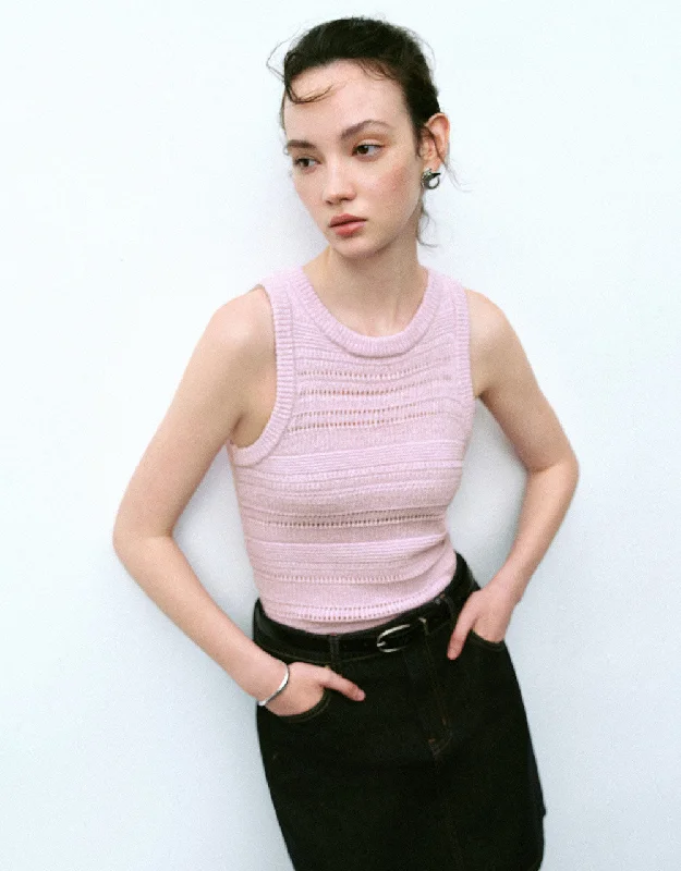 Crochet U Neck Knitted Tank Top flowy tank top