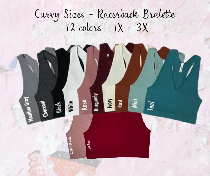 Curvy Ribbed Cropped Racerback Tank Top bralette Brami by Zenana - 15 Colors strapless tank top Curvy Ribbed Cropped Racerback Tank Top bralette Brami by Zenana - 15 Colors strapless tank top