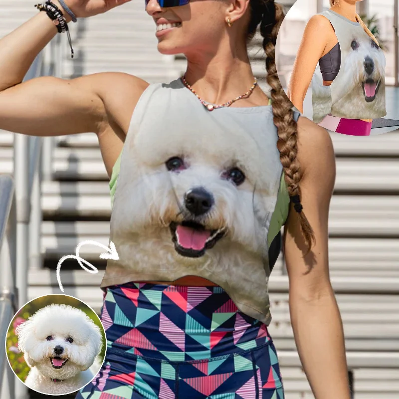 Custom Big Face Pet Tank Top Personalized Women's Sleeveless Crop Sports Top slim fit tank Custom Big Face Pet Tank Top Personalized Women's Sleeveless Crop Sports Top slim fit tank
