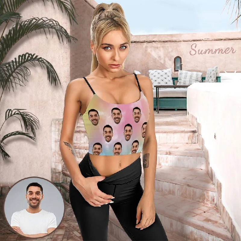 Personalized Face Tank Top Tie Dye Women's Crop Camisole Top (With Chest Pad) coral tank top Personalized Face Tank Top Tie Dye Women's Crop Camisole Top (With Chest Pad) coral tank top