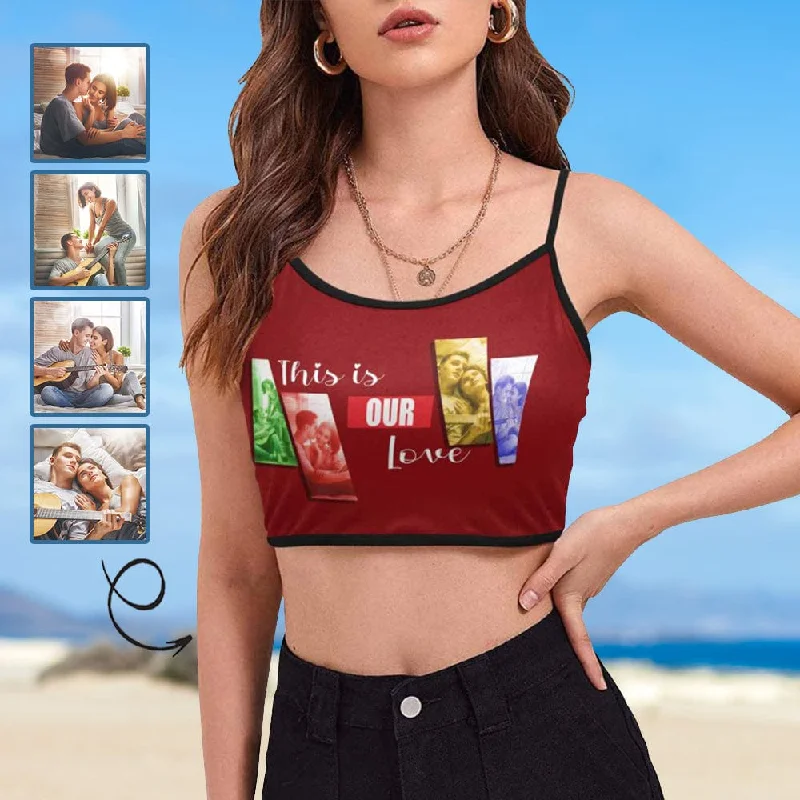Custom Photos This Is Our Love Tank Tops Personalized Women's Spaghetti Strap Crop Top gold tank top Custom Photos This Is Our Love Tank Tops Personalized Women's Spaghetti Strap Crop Top gold tank top