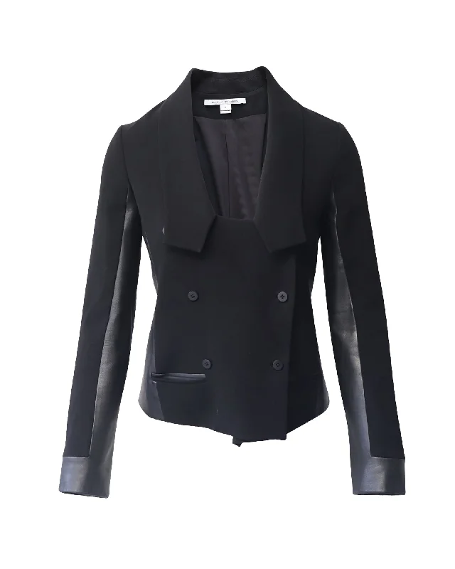 Diane Von Furstenberg Cropped Blazer in Black Triacetate Women's Short Blazer