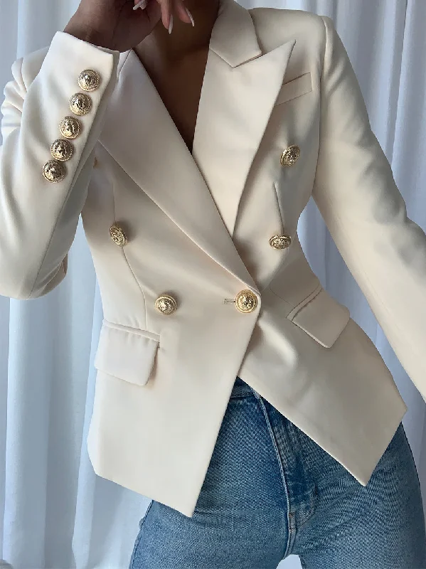 Double Breasted Blazer in White Women's Handmade Blazer