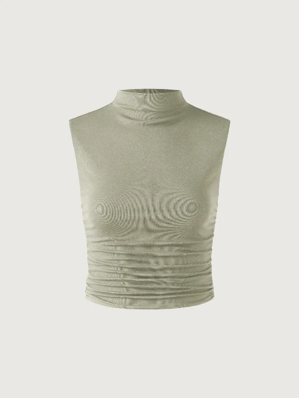 Workleisure Mock Neck Ruched Sides Tank Top adorable tank top