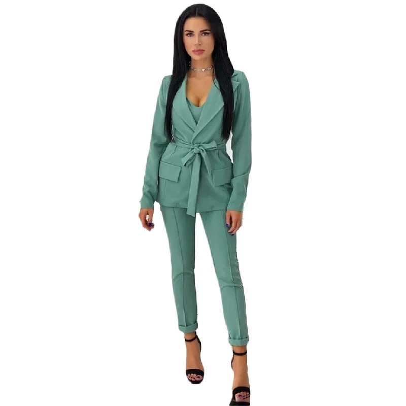 Women Blazer Suit Summer Mother of the Bride Suits Slim Fit Outfits Evening Party Wedding Wear with Belt Women's Custom Jacket