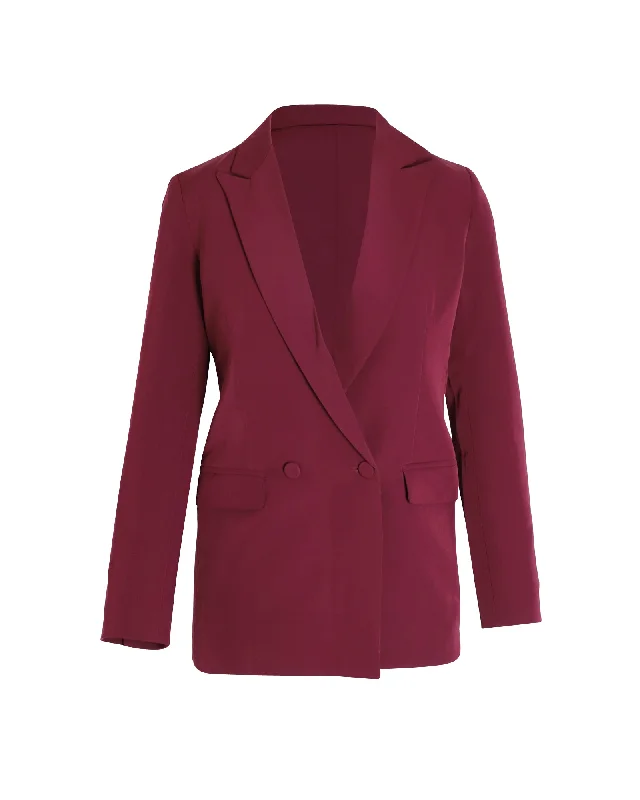 Iris & Ink Double-Breasted Blazer in Purple Polyester Women's High-End Blazer