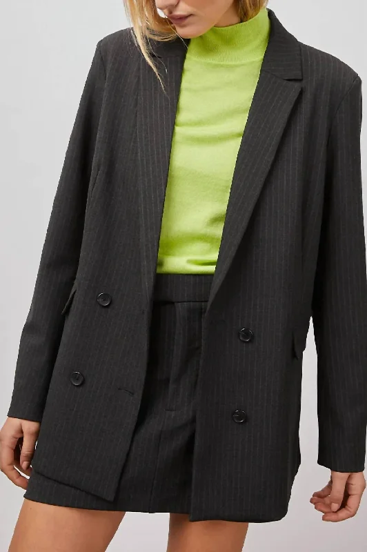Jac Blazer In Charcoal Pinstripe Women's Fashion Blazer