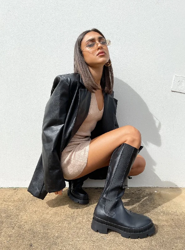 Jocelyn Faux Leather Blazer Black Women's Boutique Suit