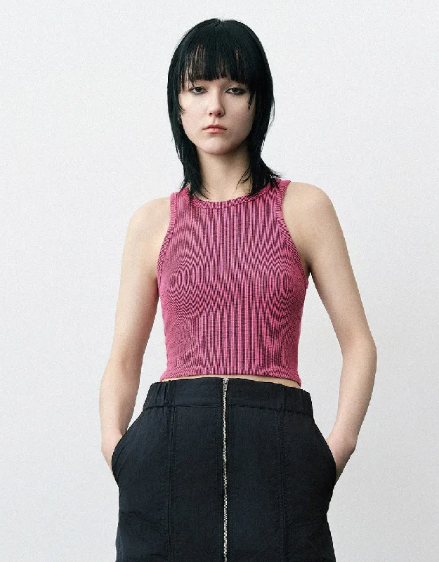 Knitted Crew Neck Tank Top tie dye tank