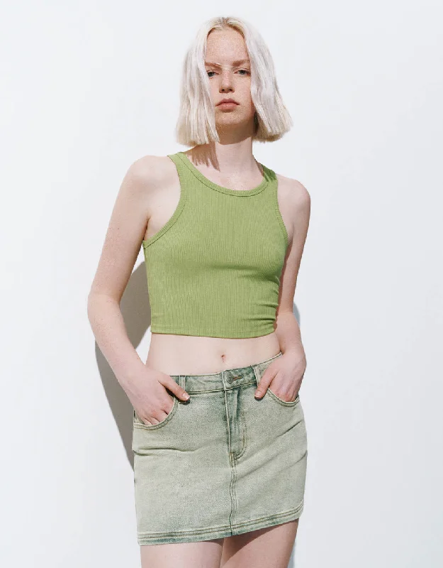 Knitted Crew Neck Tank Top cropped tank top