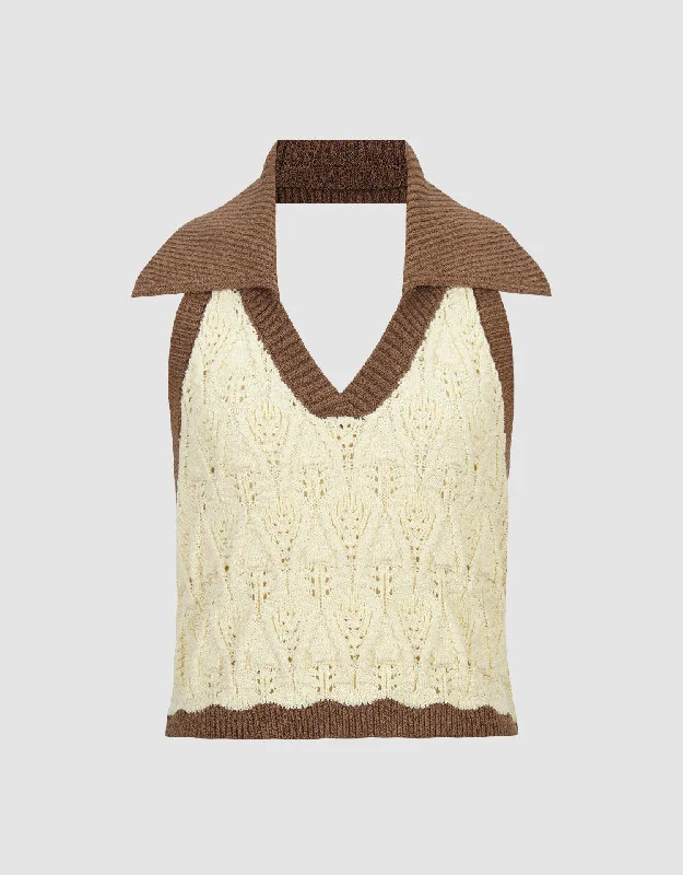 Knitted Lapel Tank Top vibrant tank top