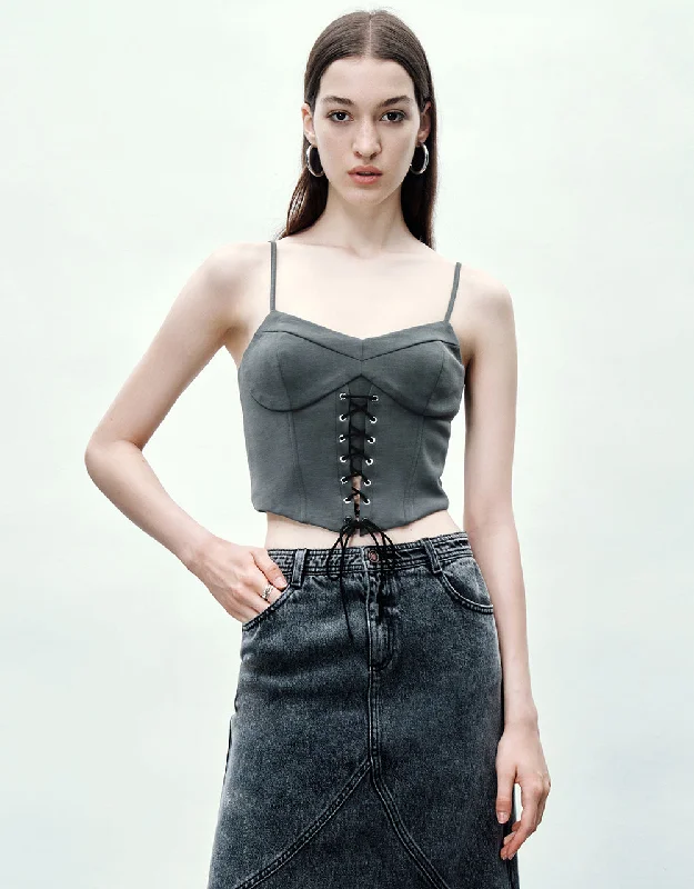 Lace Up Front Skinny Tank Top chic tank top