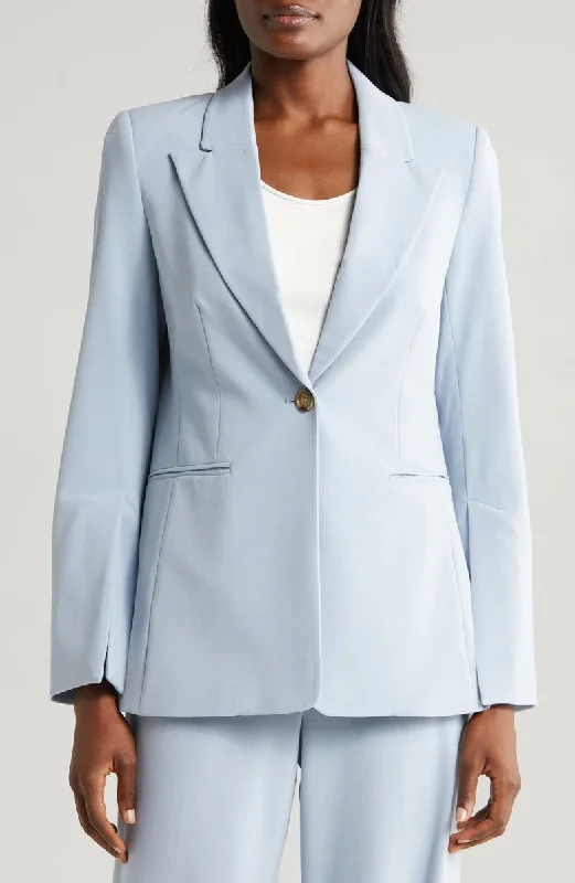 Light Blue 2 Piece Peak Lapel Single Buttons Women's Suit (Blazer+Pants) Women's Designer Suit