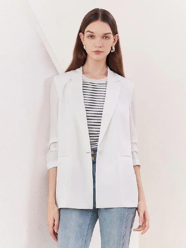 Acetate Minimalist One-Button Blazer Women's Premium Blazer