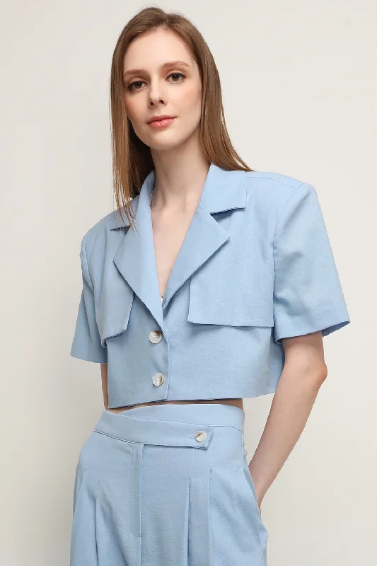 Nova Cropped Linen Blazer Women's Unique Blazer