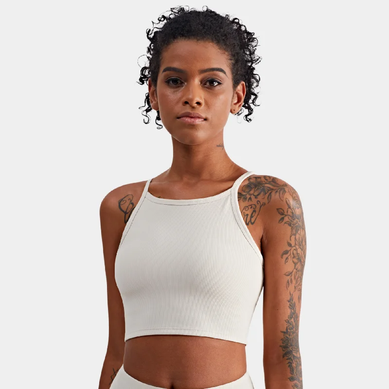 Olivia Ribbed Tank Top - Light Ivory yoga tank top