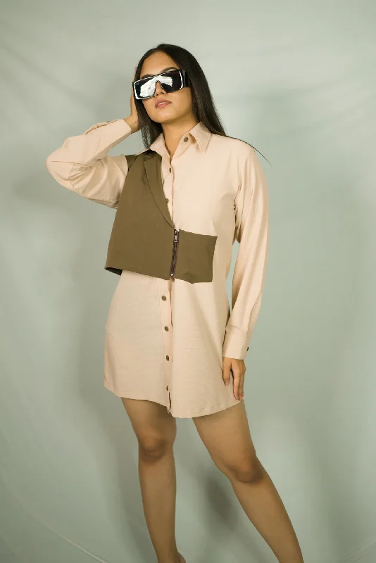 One Side Blazer Over Shirt Dress Women's Casual Suit