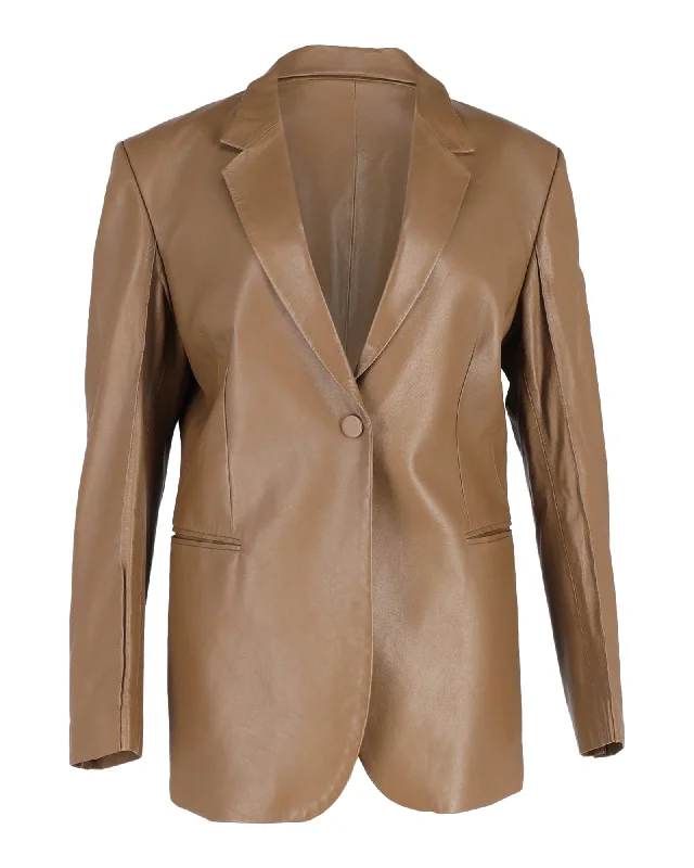 Petar Petrov Blazer in Brown Leather Cotton Blend Blazer