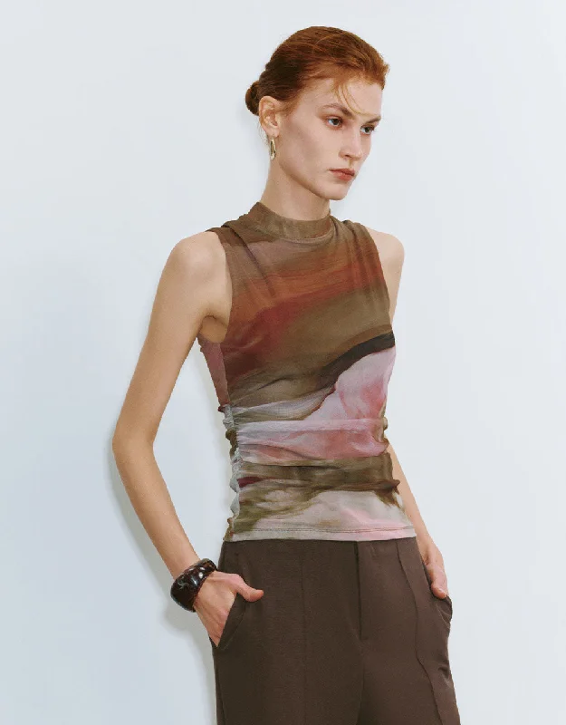 Printed Crew Neck Tank Top mint tank top