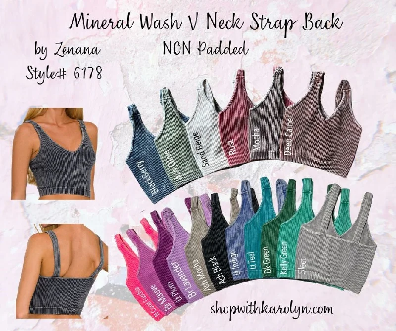 Ribbed Cropped Mineral Washed V neck Tank Top Brami bralette by Zenana - 16 colors halter tank top Ribbed Cropped Mineral Washed V neck Tank Top Brami bralette by Zenana - 16 colors halter tank top