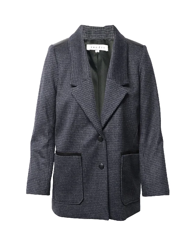 Sandro Paris Oversized Blazer in Grey Wool Women's Classic Blazer