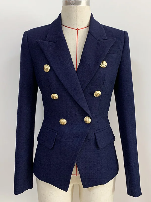 Slim Fit Double Breasted Blazer in Navy Blue Women's Fashion Blazer