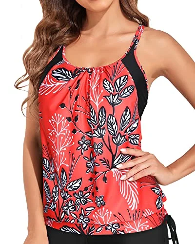 Slimming & Maternity Swim Tank Top Women-Red Floral cozy tank top
