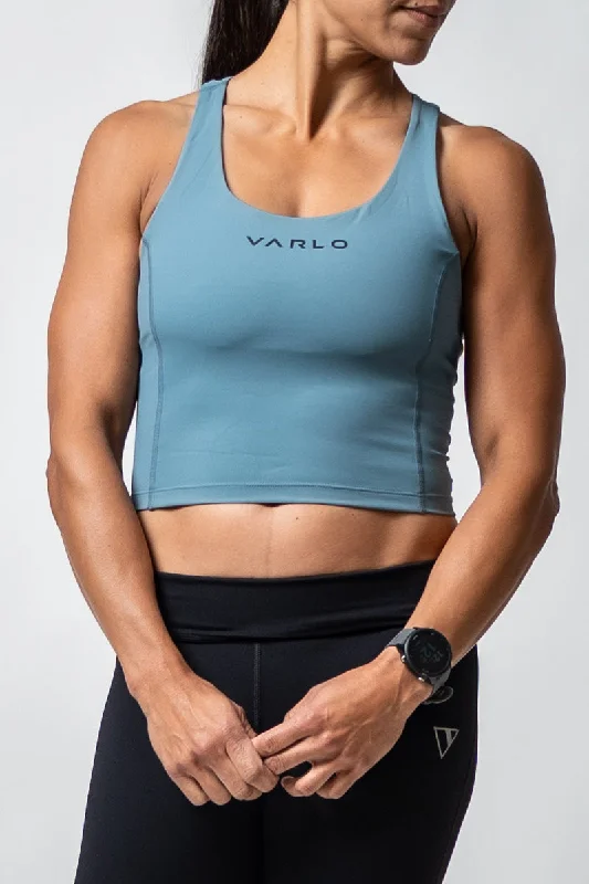 SOHO Women's Supportive Crop Tank Top (Shell Blue) long tank top