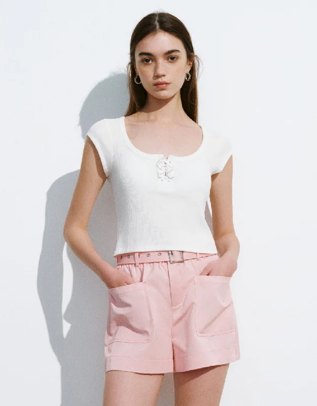 Lace Up Crew Neck Knitted Tank Top athletic tank top