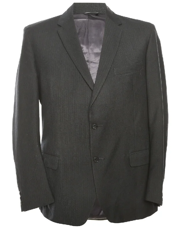 Striped Grey Blazer - L Slim Fit Blazer