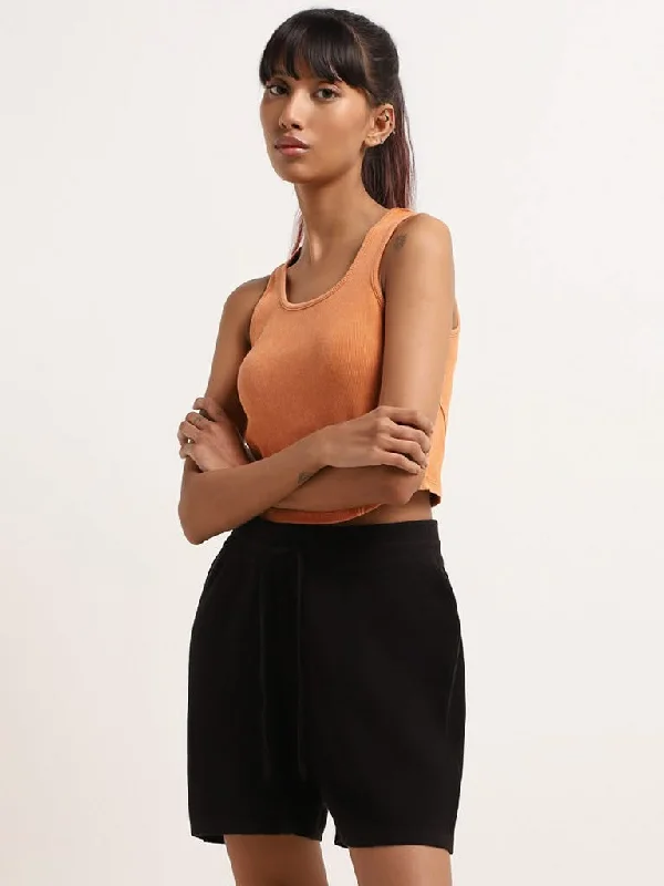 Studiofit Orange Self-Striped Ribbed Tank Top peach tank top