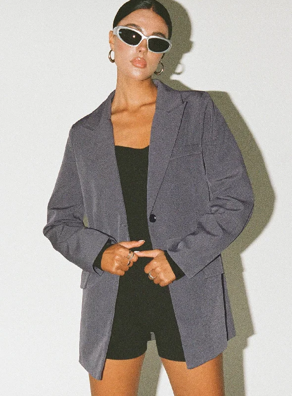 Talisa Oversized Blazer Grey Women's Simple Jacket