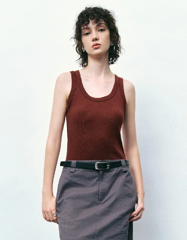 Crew Neck Knitted Tank Top breathable tank top