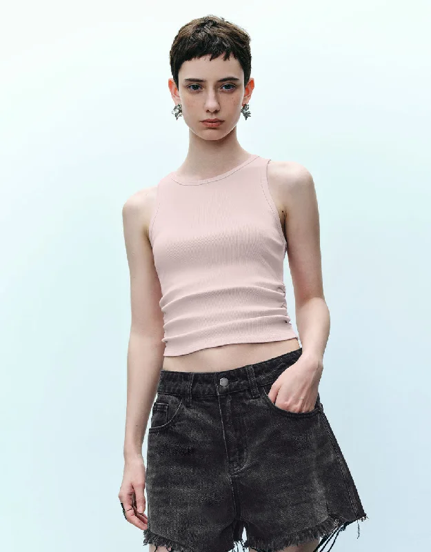 Crew Neck Knitted Tank Top casual tank top
