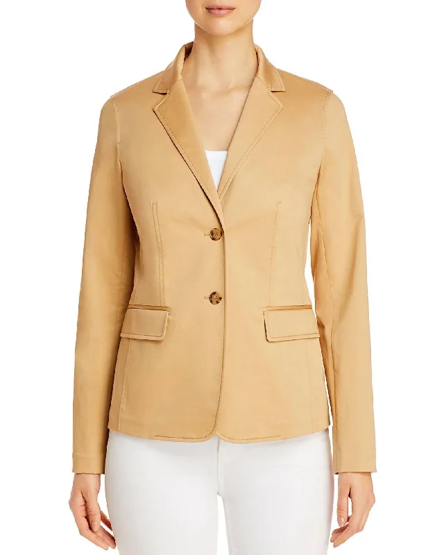 Thatcher Notched Lapel Blazer In Honeynut Women's Luxurious Jacket