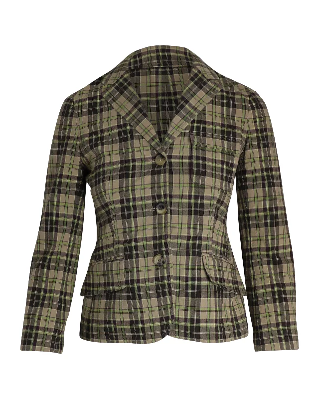 Theory Plaid Print Blazer in Multicolor Cotton Fashion Women's Blazer