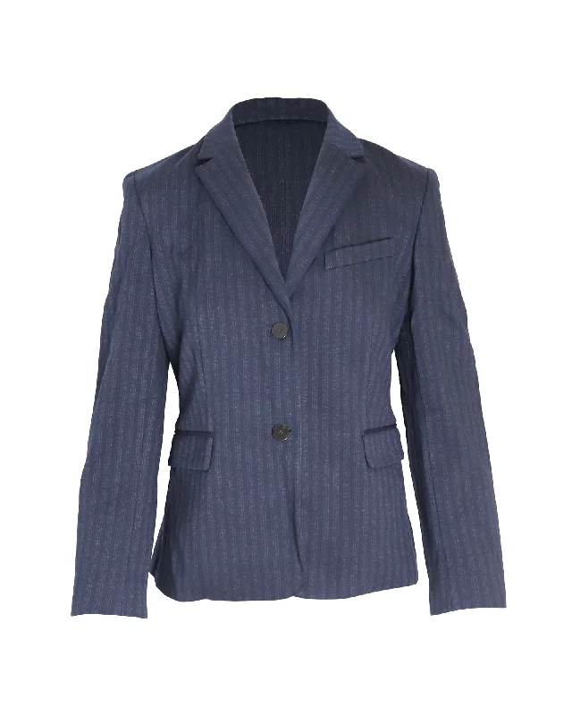 Theory Stripe Blazer in Navy Blue Viscose Women's Custom Jacket