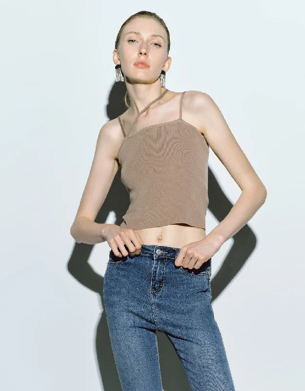 U Neck Knitted Tank Top playful tank top