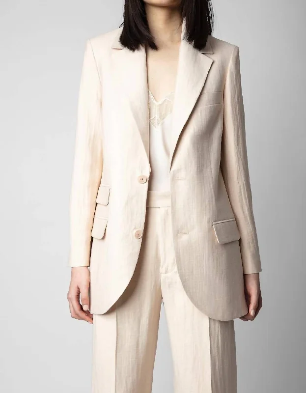 Violet Tailleur Lin Blazer In Poudre Women's Vintage Suit