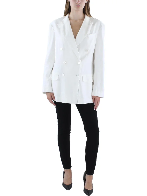 Womens Linen Office Double-Breasted Blazer New Women's Blazer