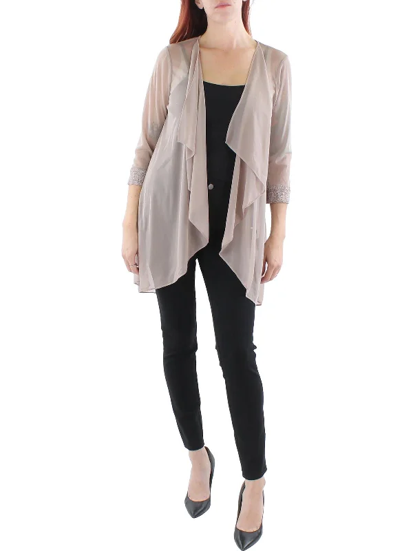 Womens Open Front Lace Trim Duster Blazer Women's Elegant Blazer