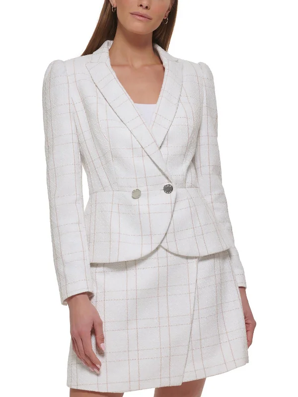 Womens Plaid Office Wear One-Button Blazer Women's Elegant Suit