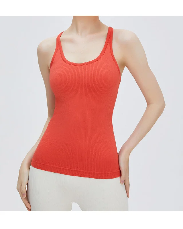 Fearless Club Strong Ribbed Tank - Burnt Orange glitter tank top