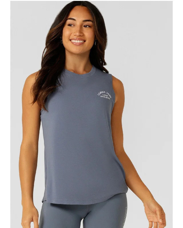 Lorna Jane Lotus Muscle Tank - Powder Grey relaxed fit tank
