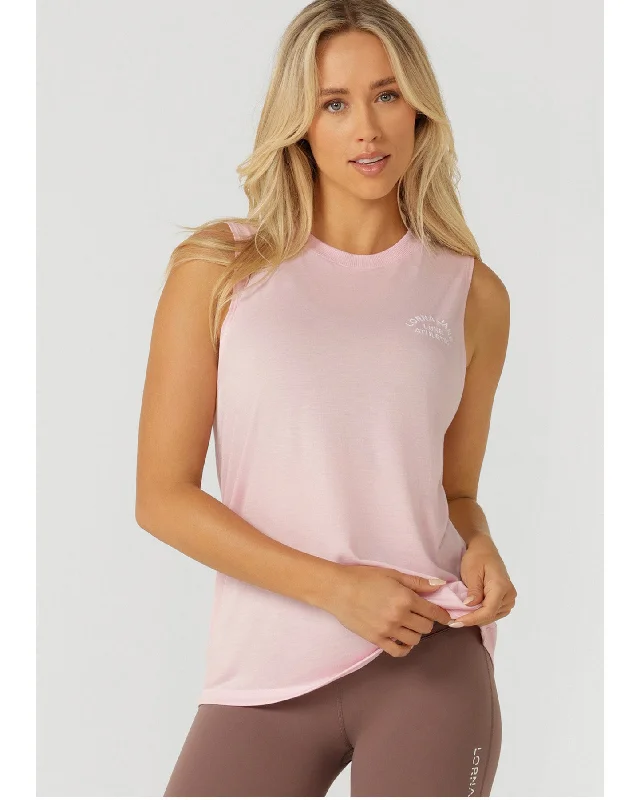 Lorna Jane Lotus Muscle Tank - Sweet Pink slim fit tank